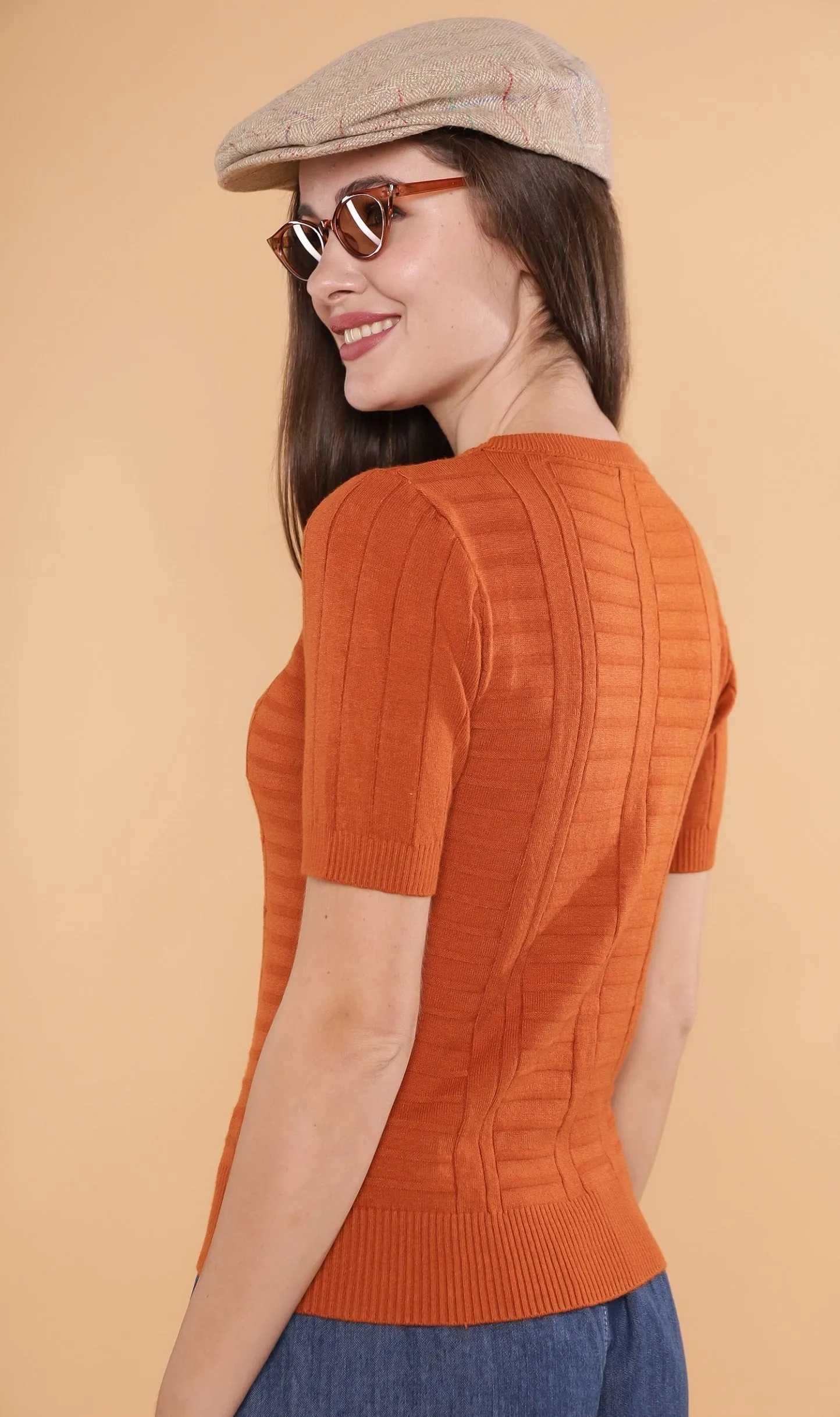 HAYES Crew-Neck Knit Top (Rust)