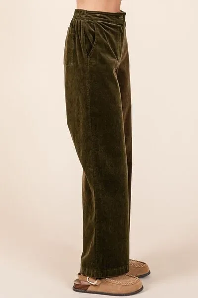 Hazel Blues® |  Mittoshop Corduroy Back Elastic Waist Pants