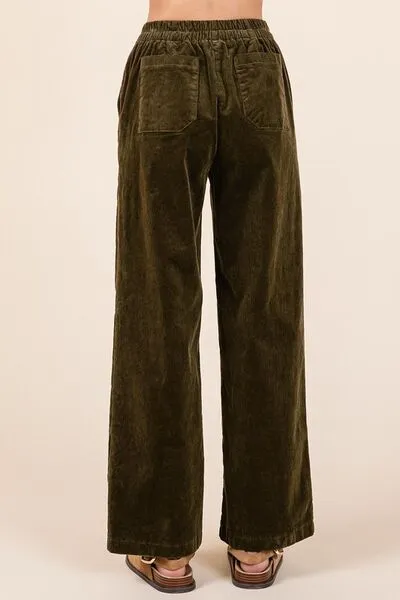 Hazel Blues® |  Mittoshop Corduroy Back Elastic Waist Pants