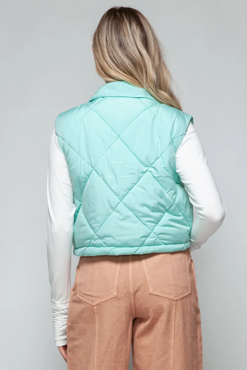 Hazel Blues® |  Snobbish Snap Down Quilted Crop Vest