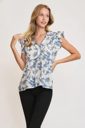 Hazel Blues® | Umgee Botanical Print Babydoll Top