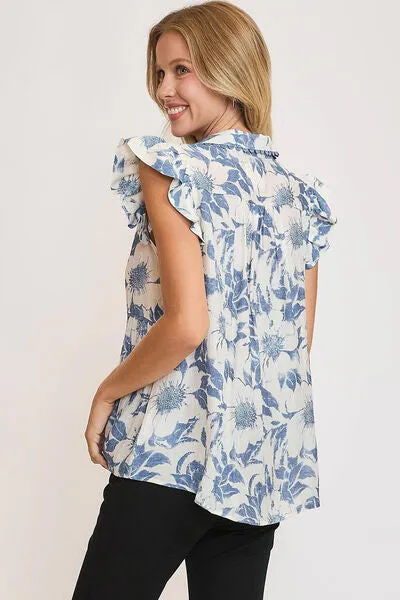 Hazel Blues® | Umgee Botanical Print Babydoll Top