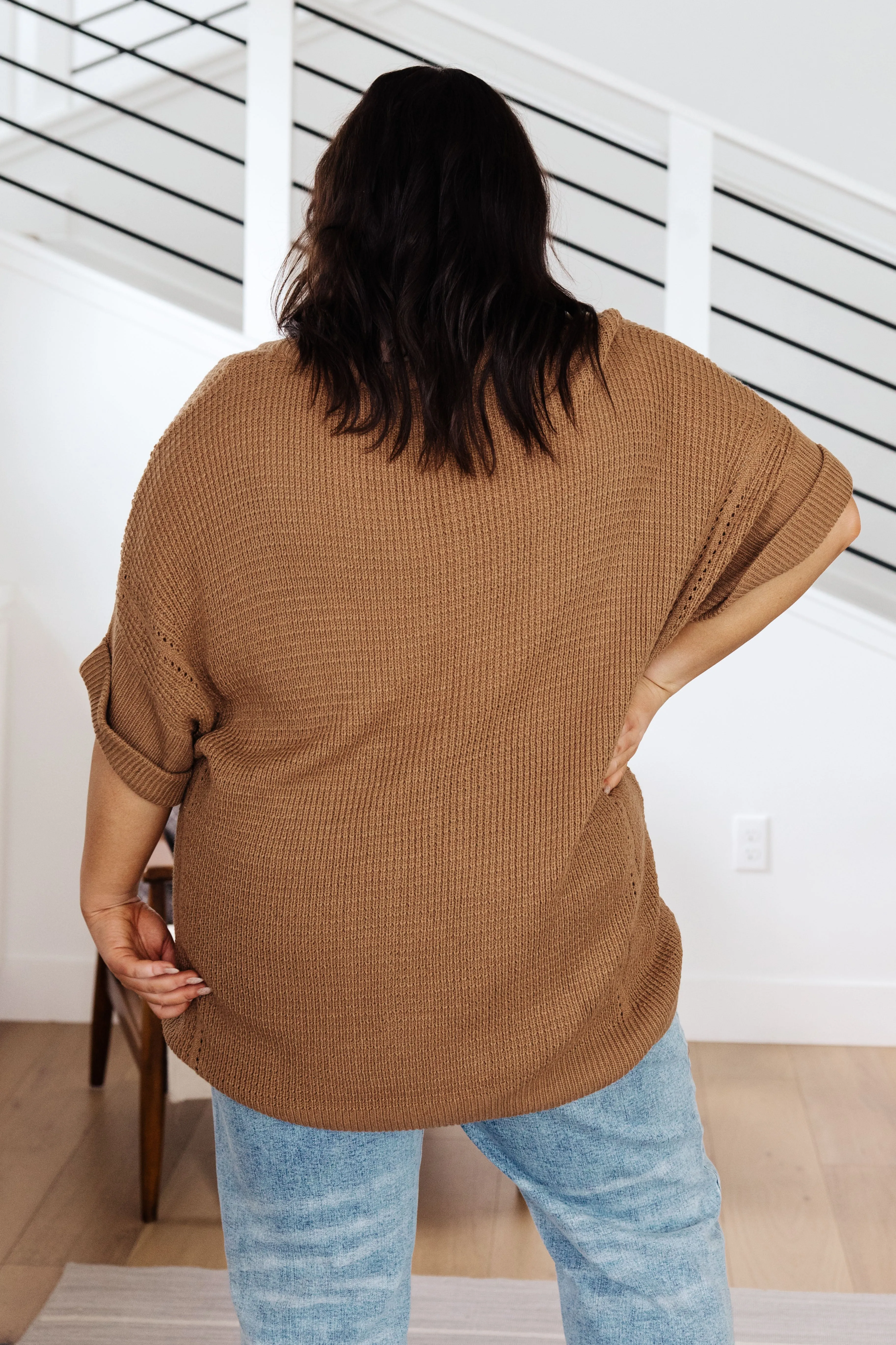 Hazel Blues® |  Wonder Why V-Neck Short Sleeve Sweater