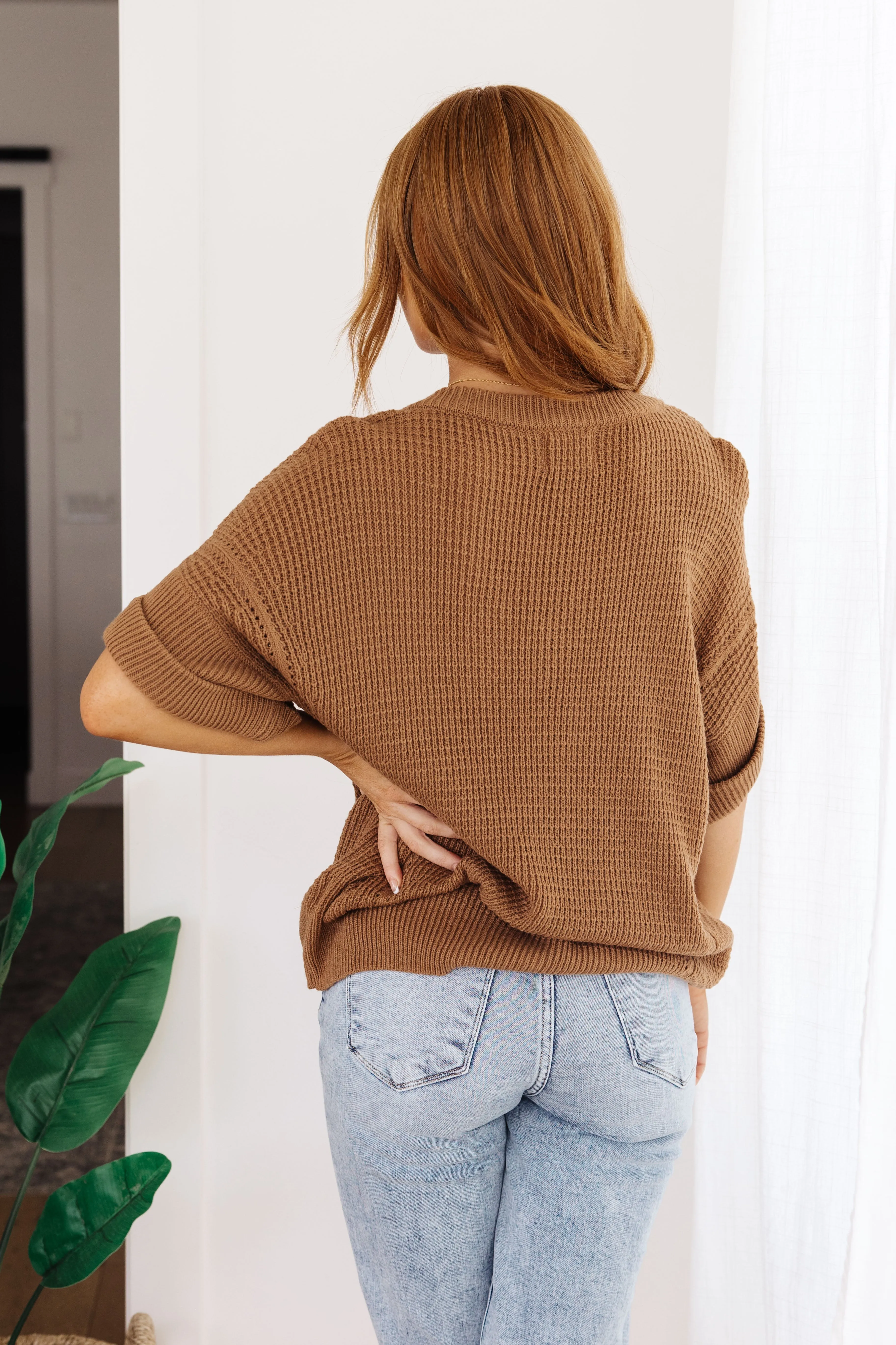 Hazel Blues® |  Wonder Why V-Neck Short Sleeve Sweater
