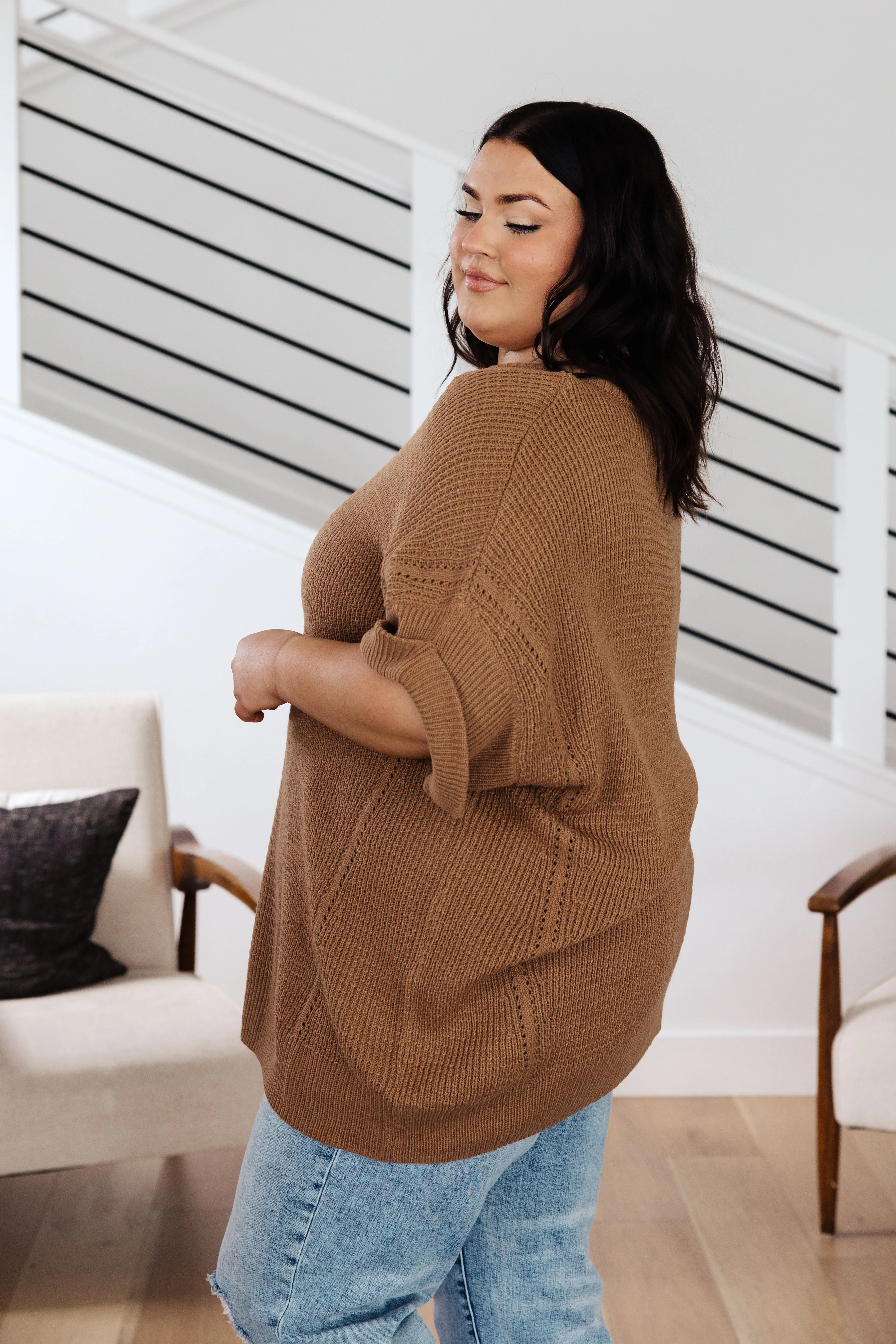 Hazel Blues® |  Wonder Why V-Neck Short Sleeve Sweater