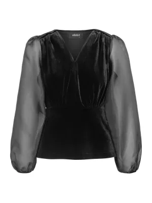 Hazel Velour Top Black