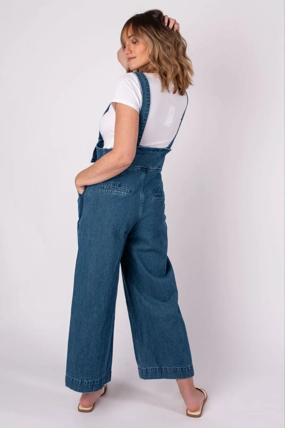 Hazel Wide Leg Denim Overalls