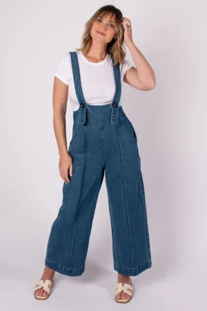 Hazel Wide Leg Denim Overalls