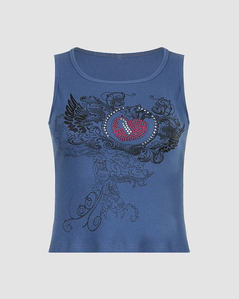 Heart Wings Indie Grunge Tank Top