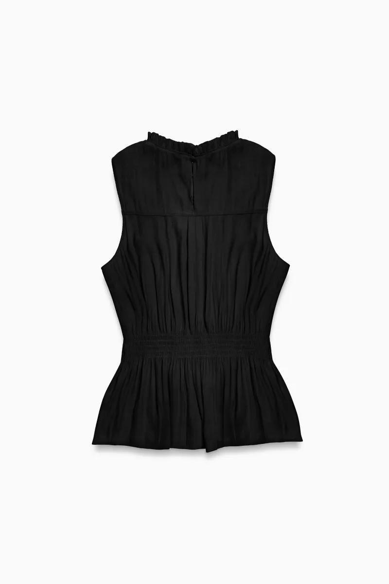 High-Neck Smocked Peplum Top