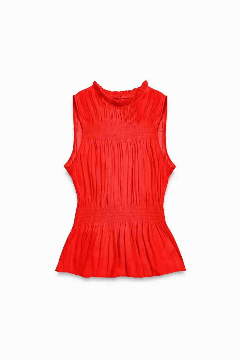 High-Neck Smocked Peplum Top