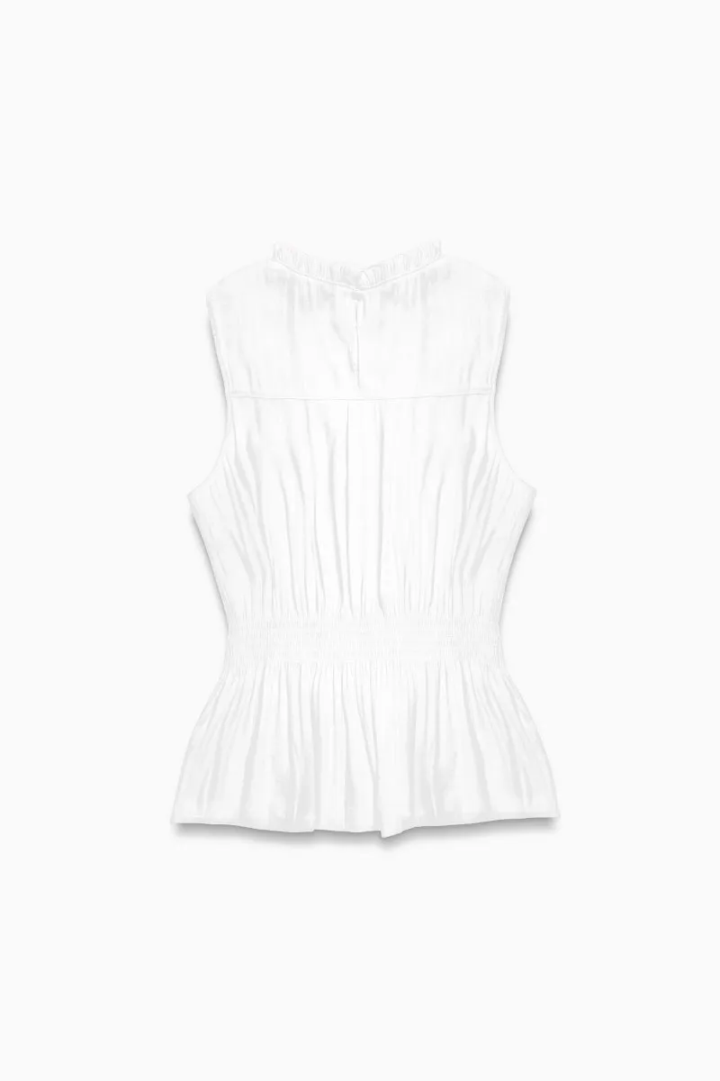 High-Neck Smocked Peplum Top