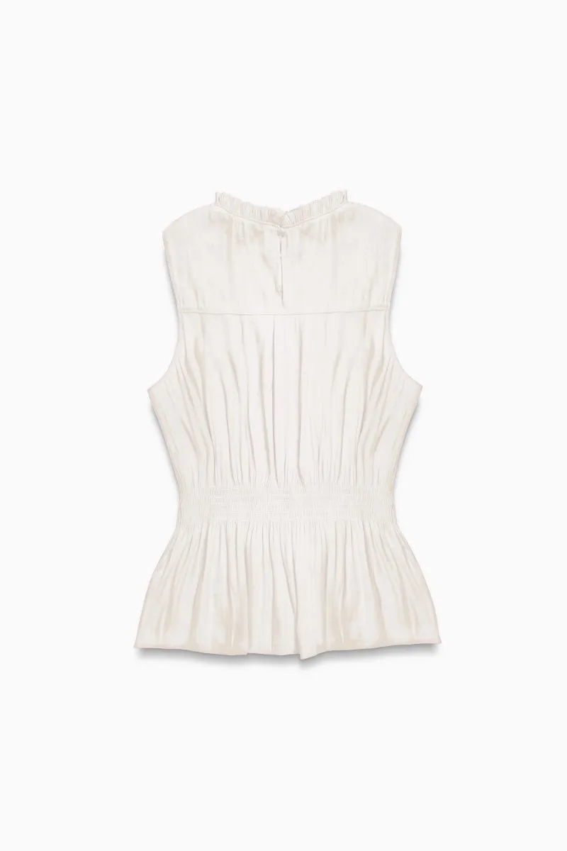 High-Neck Smocked Peplum Top
