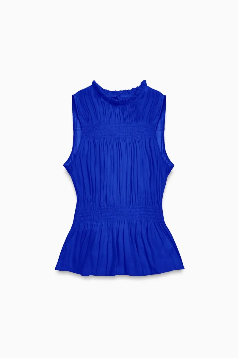 High-Neck Smocked Peplum Top
