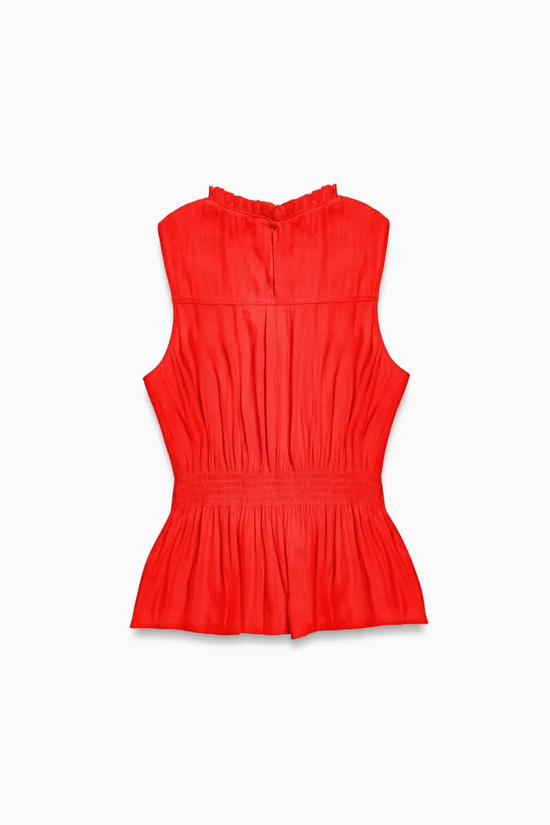 High-Neck Smocked Peplum Top