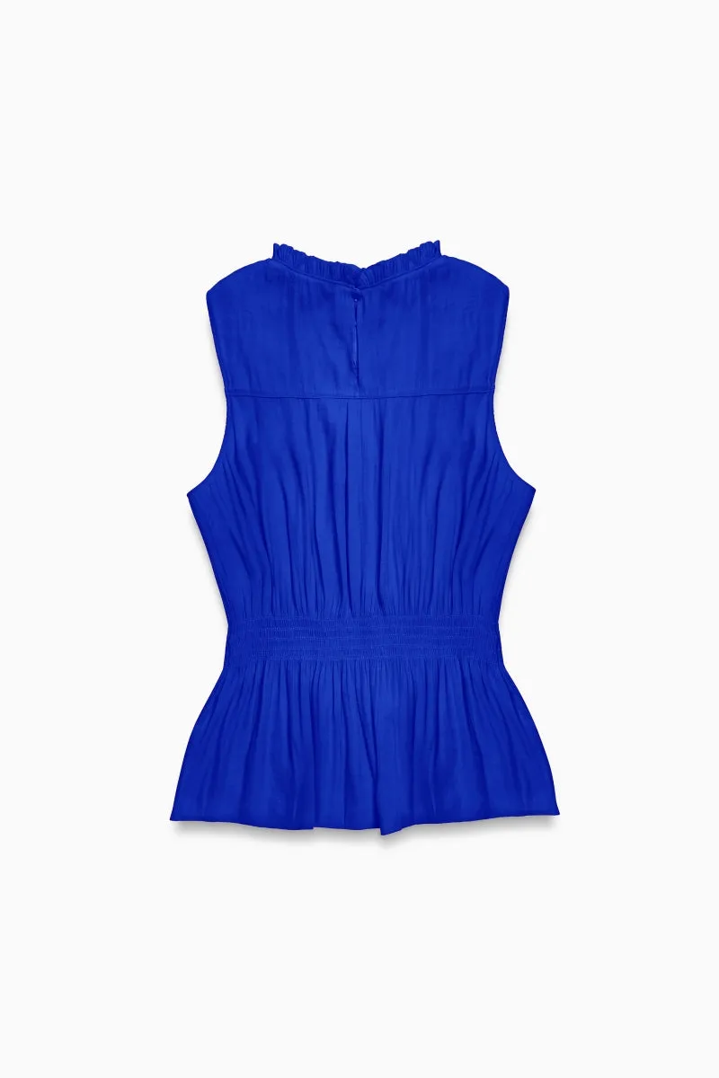 High-Neck Smocked Peplum Top