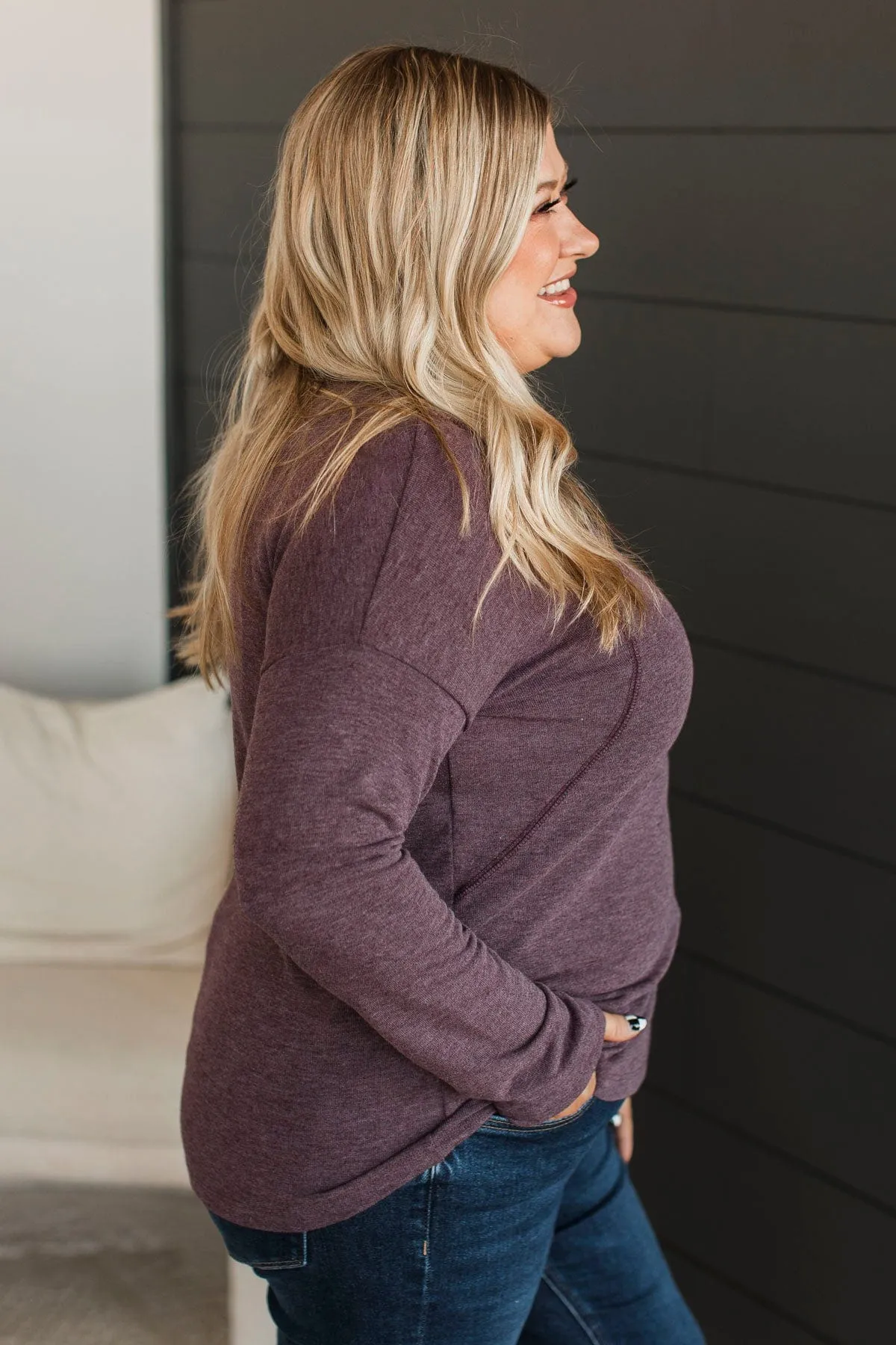 High Potential Long Sleeve Top- Plum