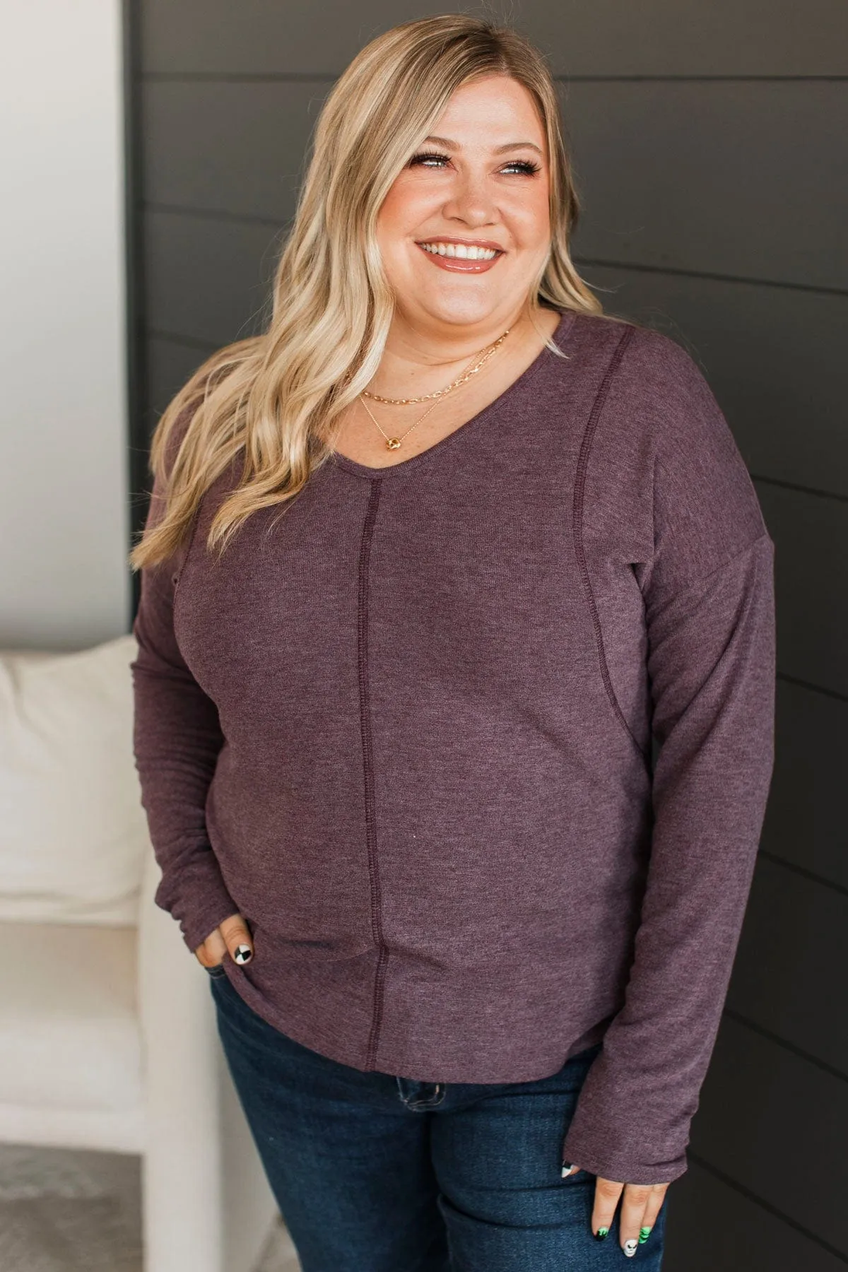 High Potential Long Sleeve Top- Plum