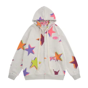 High Street Colorful Star Full Zip Hoodies