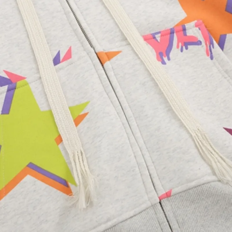 High Street Colorful Star Full Zip Hoodies