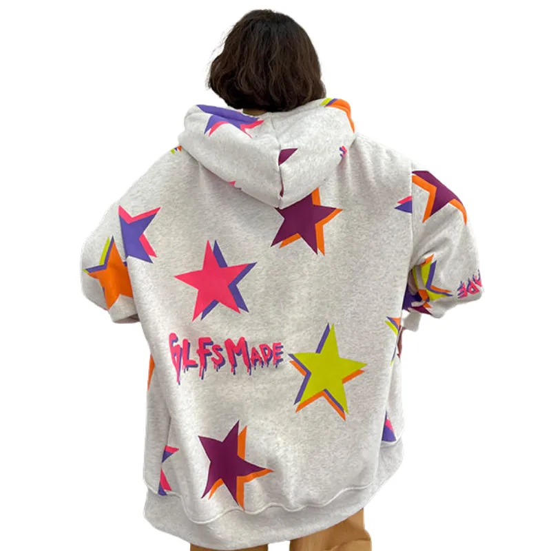 High Street Colorful Star Full Zip Hoodies