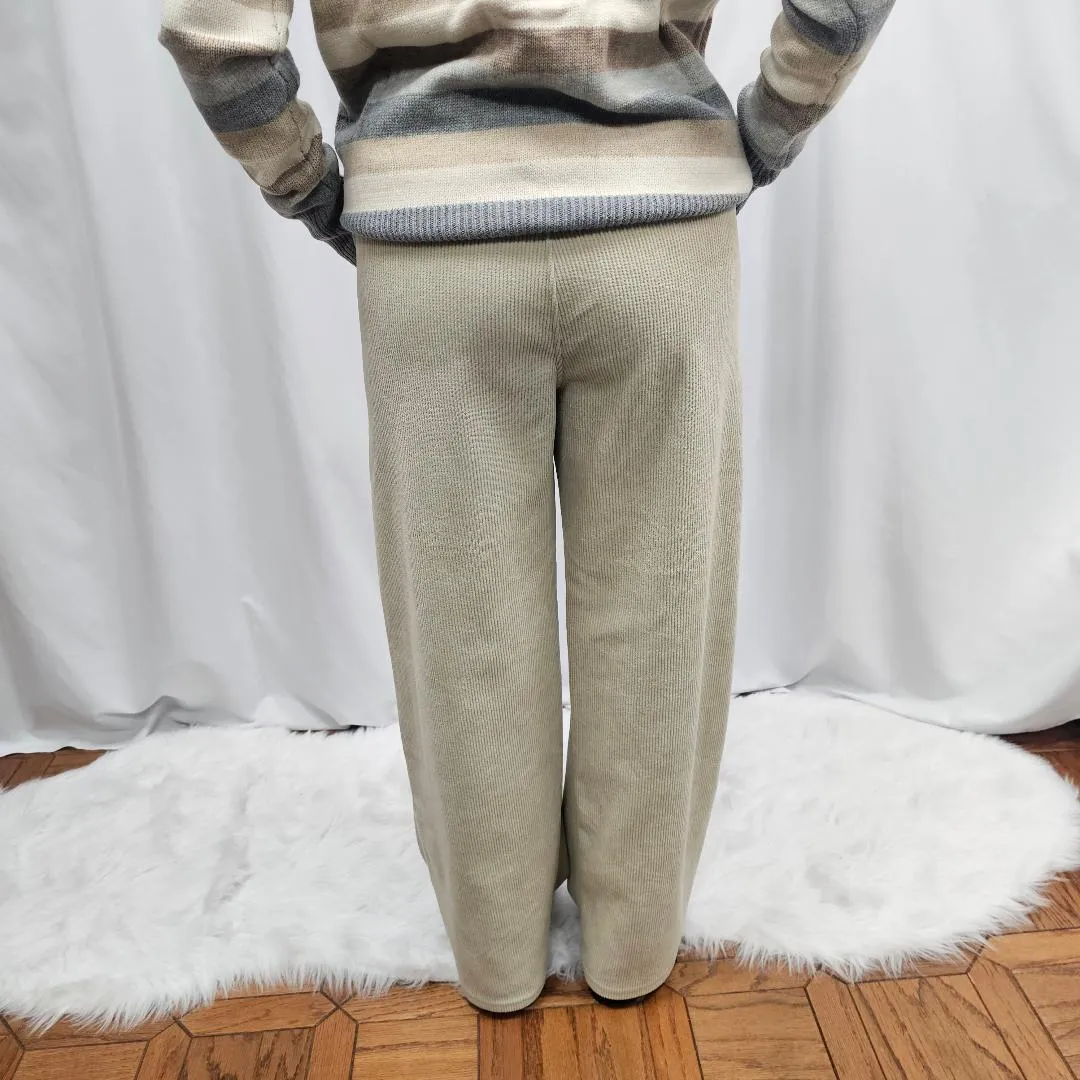 High Waisted Side Pocket Straight Leg Mop Corduroy Casual Pants