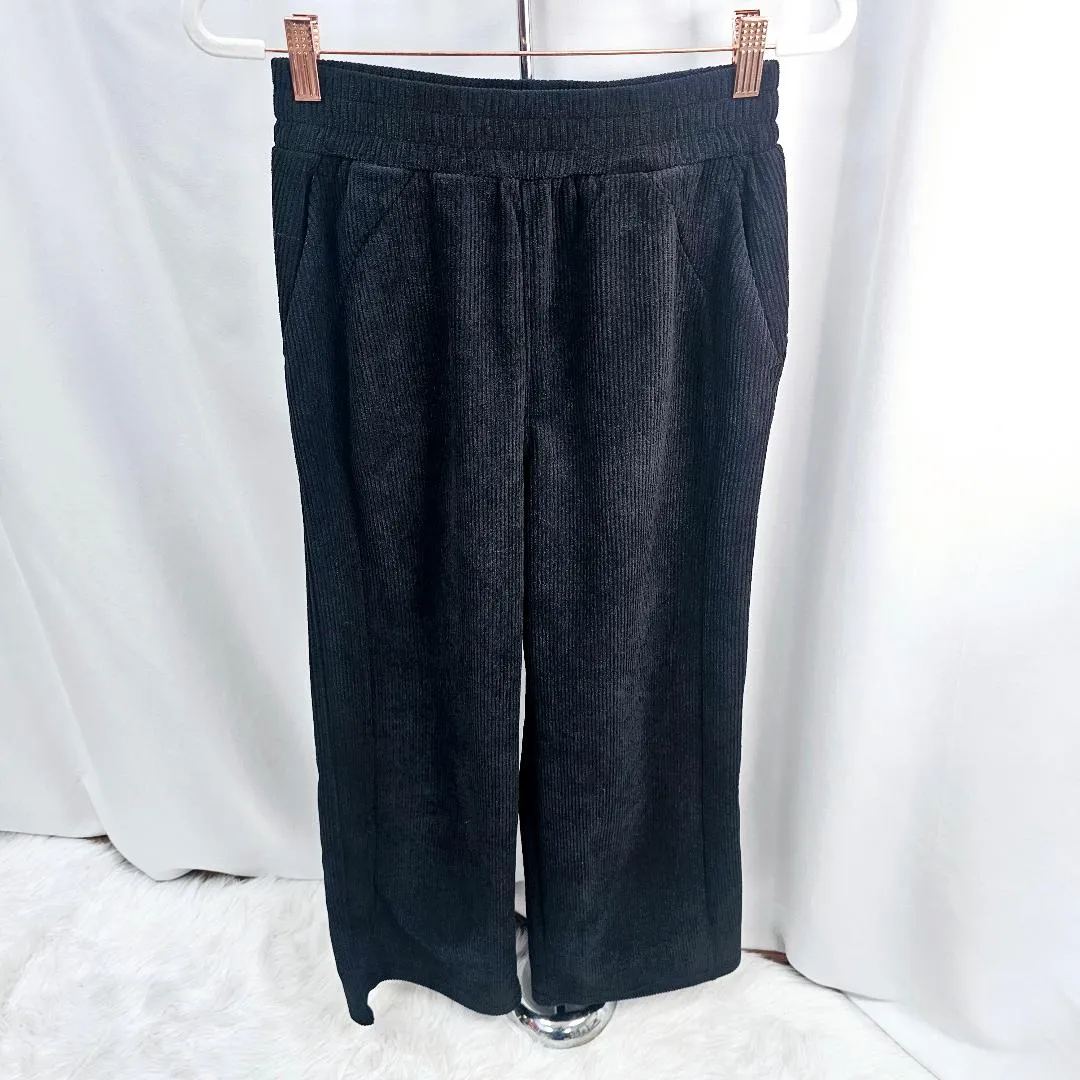 High Waisted Side Pocket Straight Leg Mop Corduroy Casual Pants