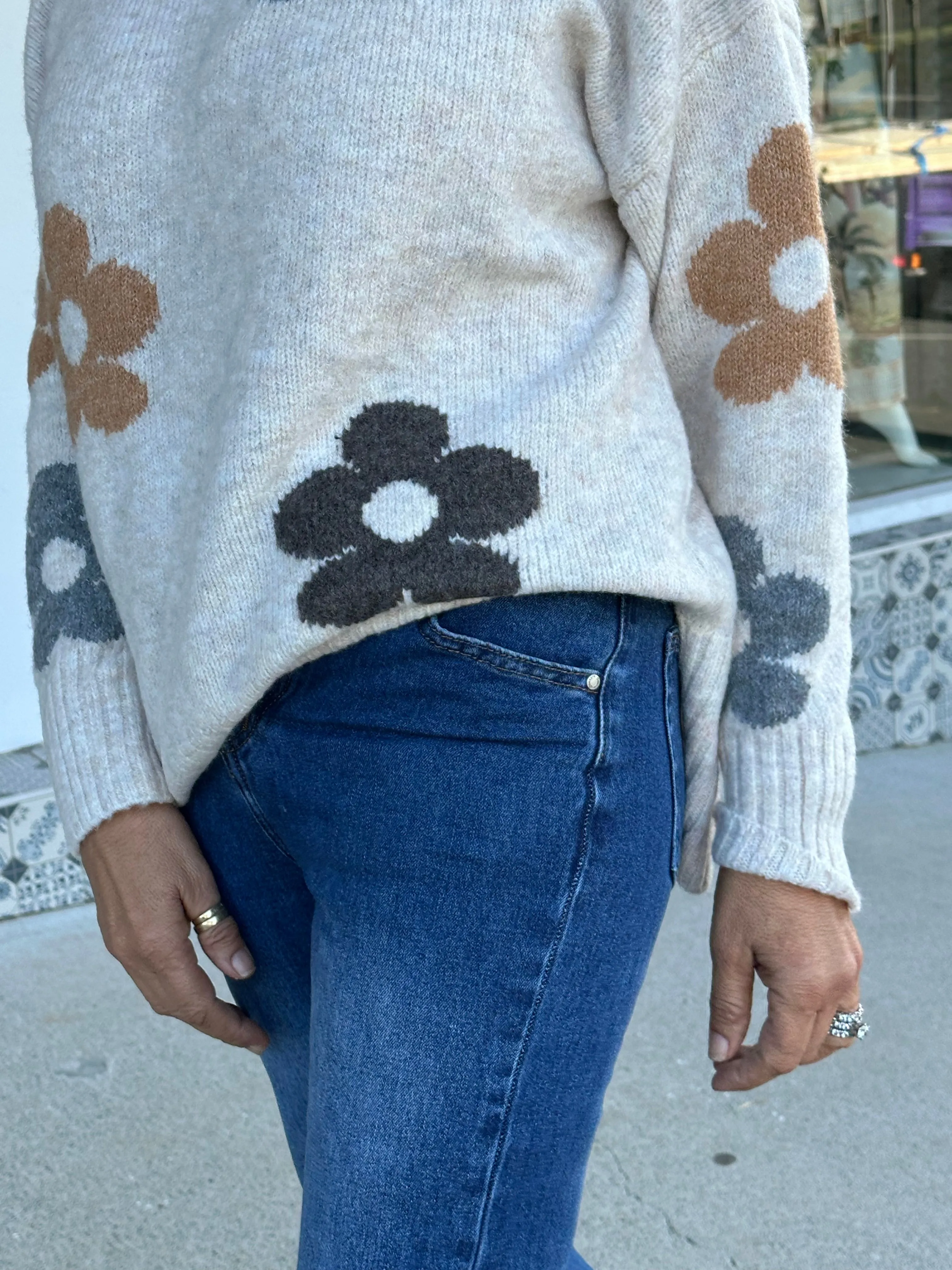 High Waisted Straight Leg Jean - Mid Blue Wash