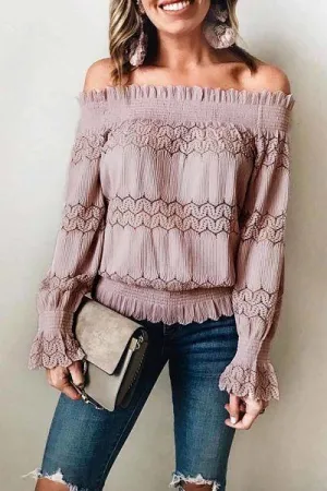 Hollow-out Design Dusty Blouse ( 5 Colors )