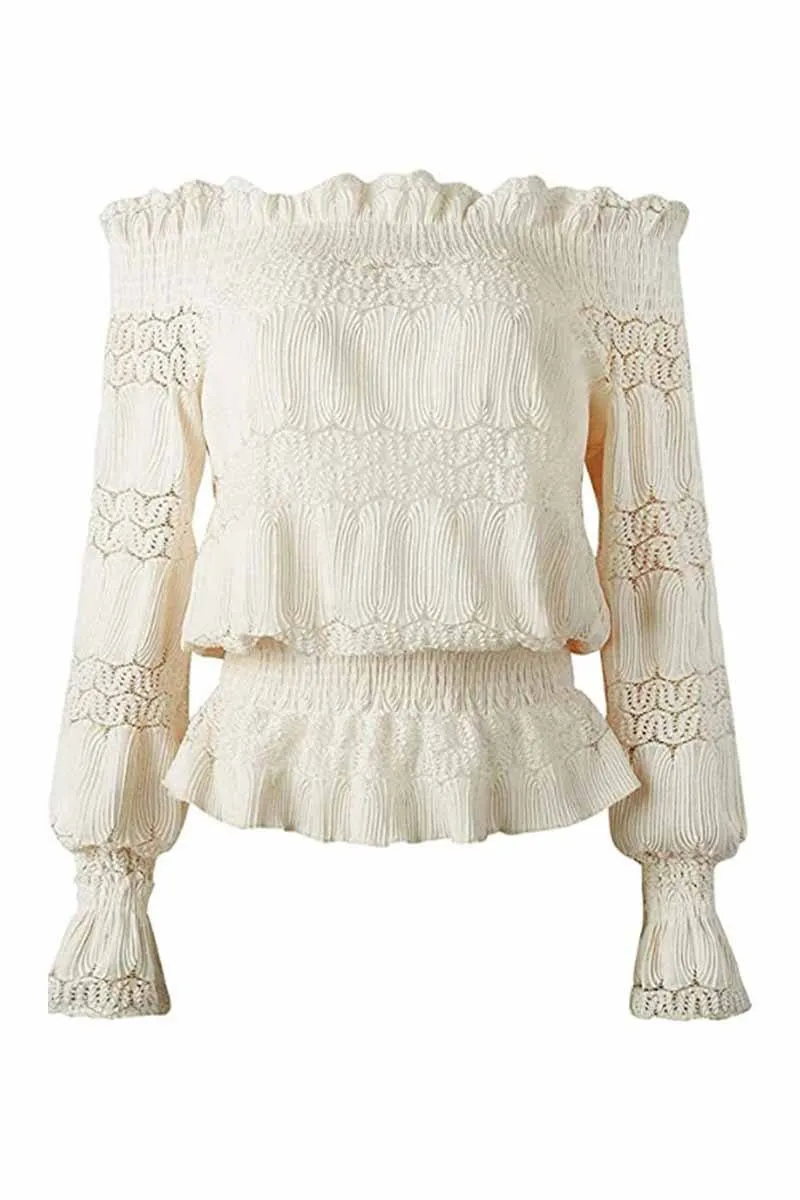 Hollow-out Design Dusty Blouse ( 5 Colors )