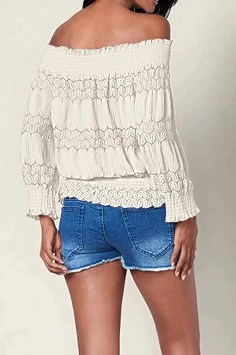 Hollow-out Design Dusty Blouse ( 5 Colors )