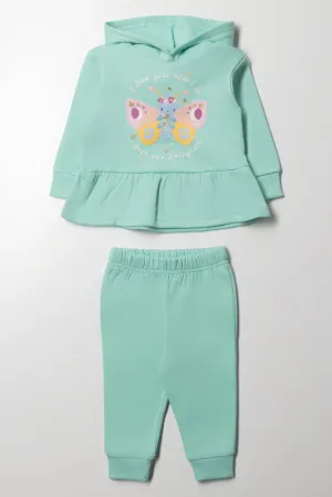 Hooded Peplum Tracksuit Green