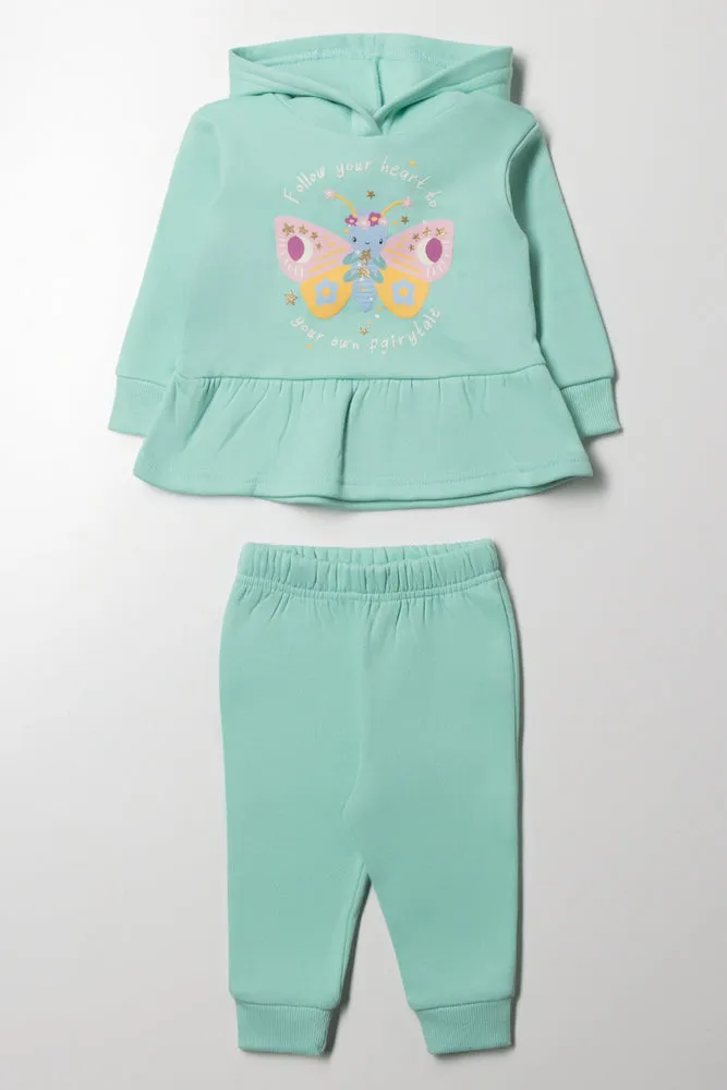 Hooded Peplum Tracksuit Green
