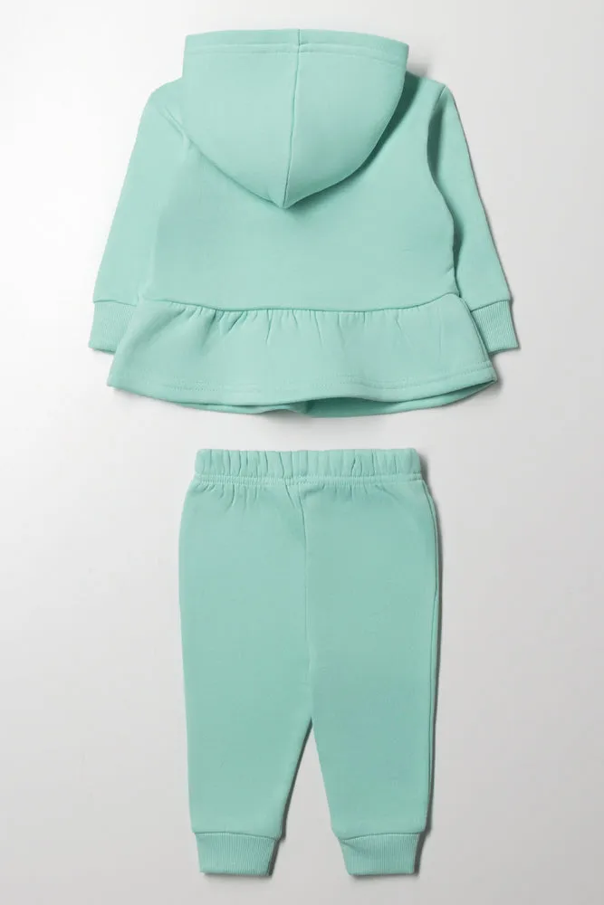 Hooded Peplum Tracksuit Green