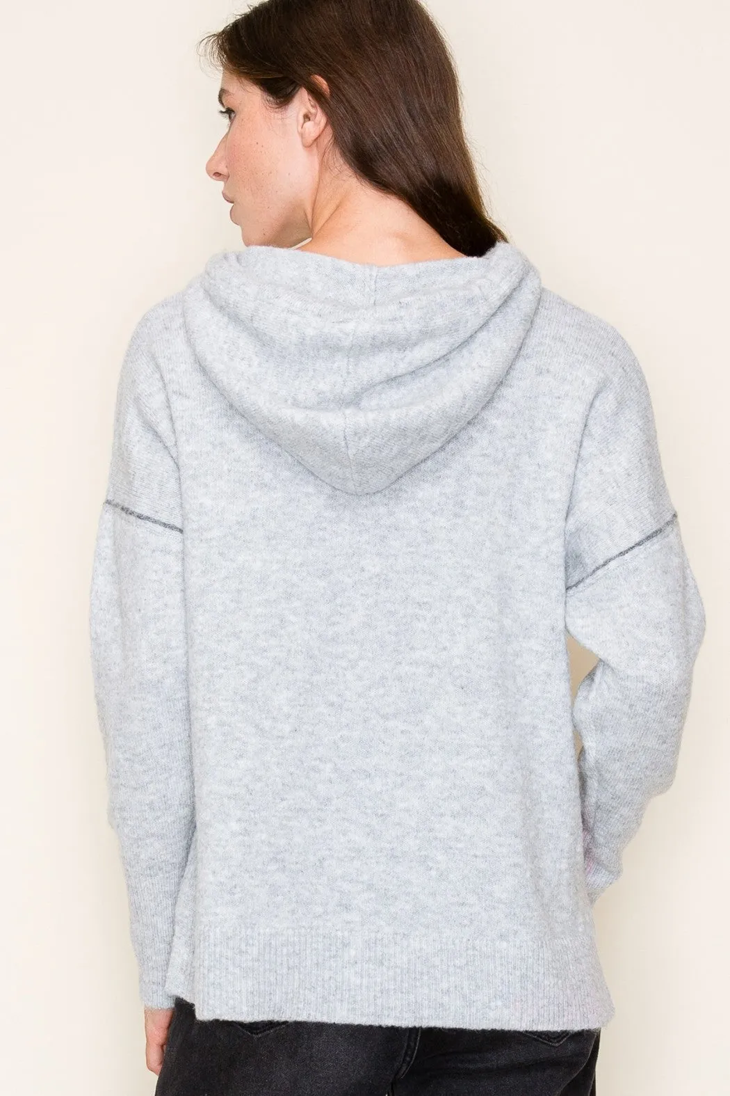 HOODIE CONTRAST COLOR DETAIL LONG SLEEVE