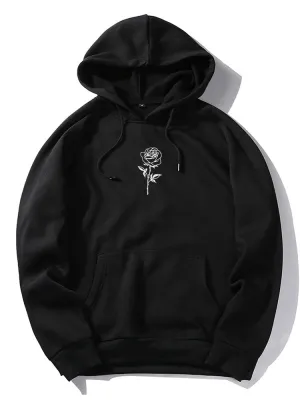Hoodies Drawstring Print Rose