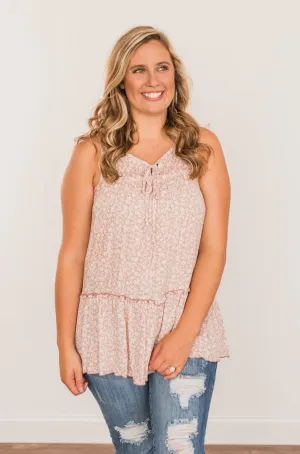 Hope For Tomorrow Floral Tie Tank Top- Dusty Blush