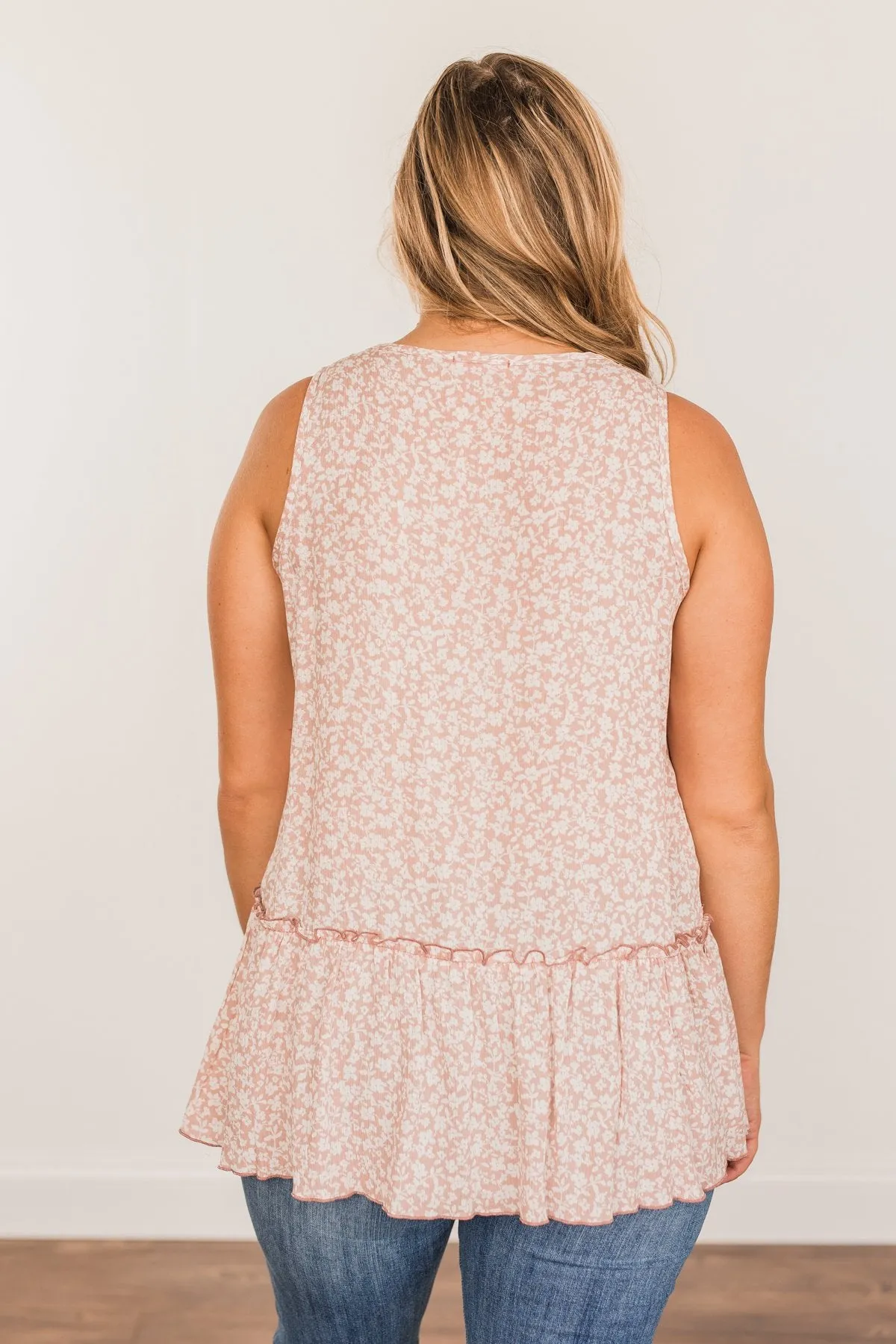 Hope For Tomorrow Floral Tie Tank Top- Dusty Blush