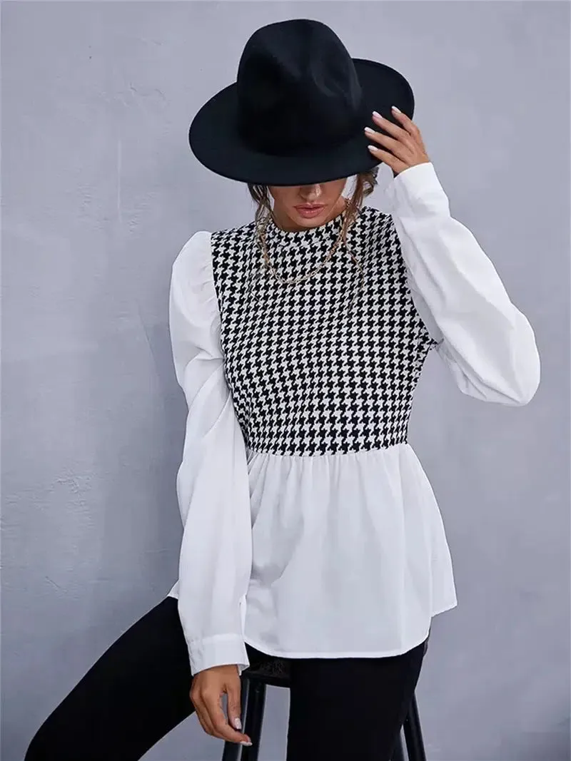 Houndstooth Peplum Top