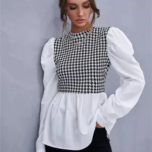 Houndstooth Peplum Top