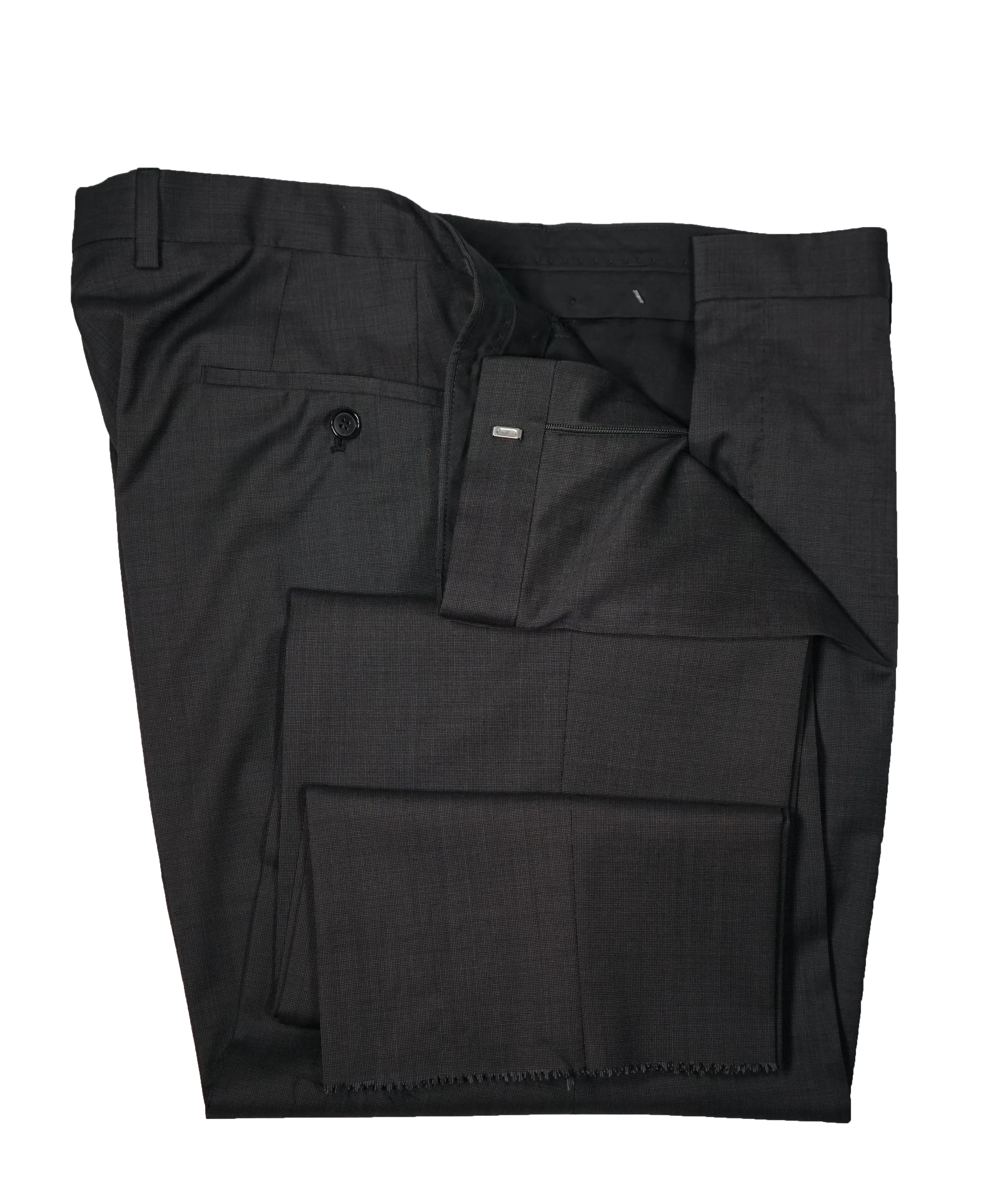 HUGO BOSS - Gray Birdseye Flat Front Dress Pants - 39W