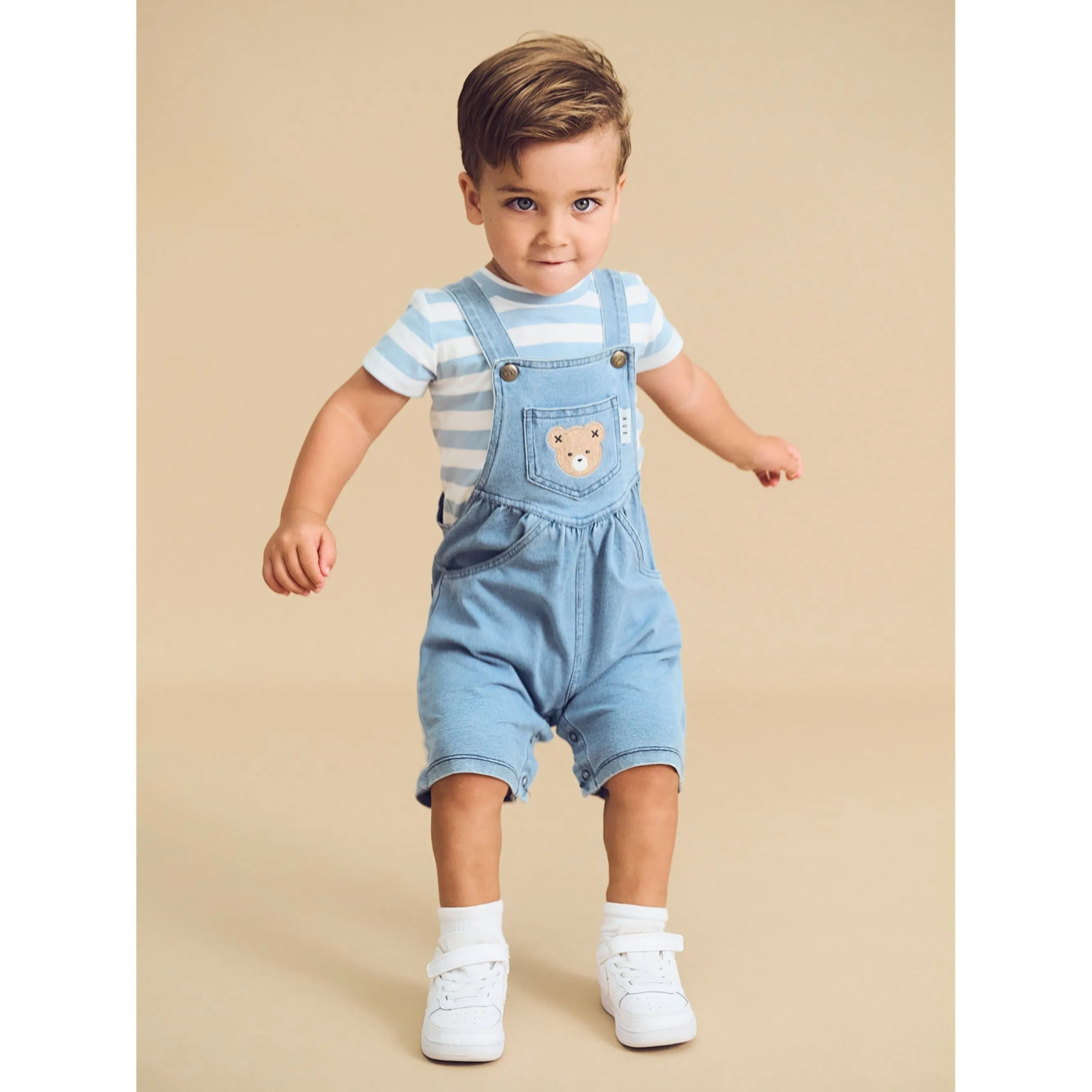 Huxbear Knit Denim Short Overalls