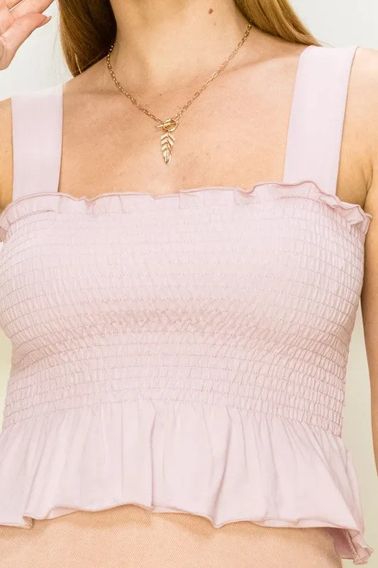 HYFVE Trend Times Smocked Ruffled Crop Top