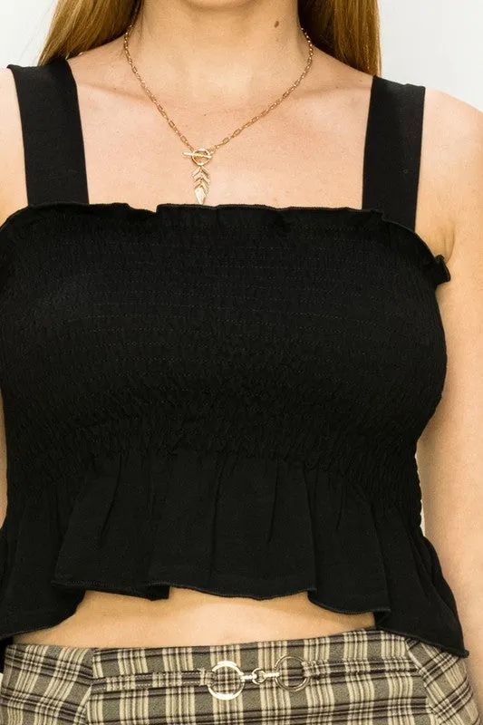 HYFVE Trend Times Smocked Ruffled Crop Top