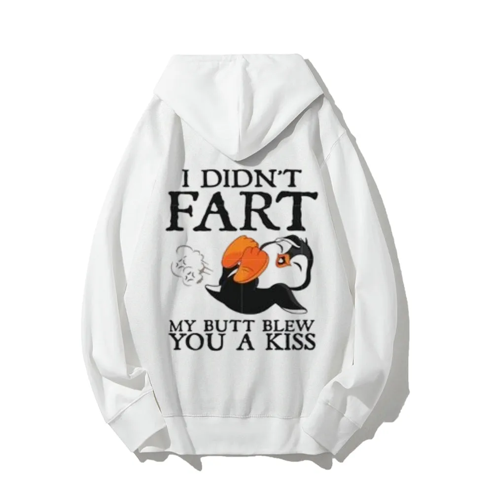 I Didn't Fart Funny Letter Graphic Pullover With Kangaroo Pocket Hoodies