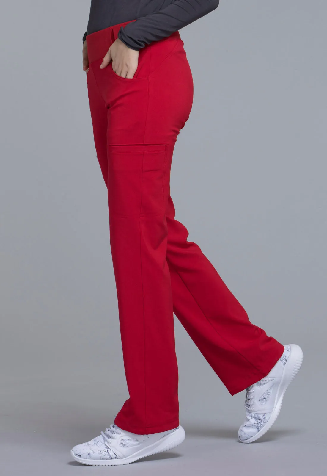 iFlex CK002 Mid Rise Straight Leg Pull-on Pants Red
