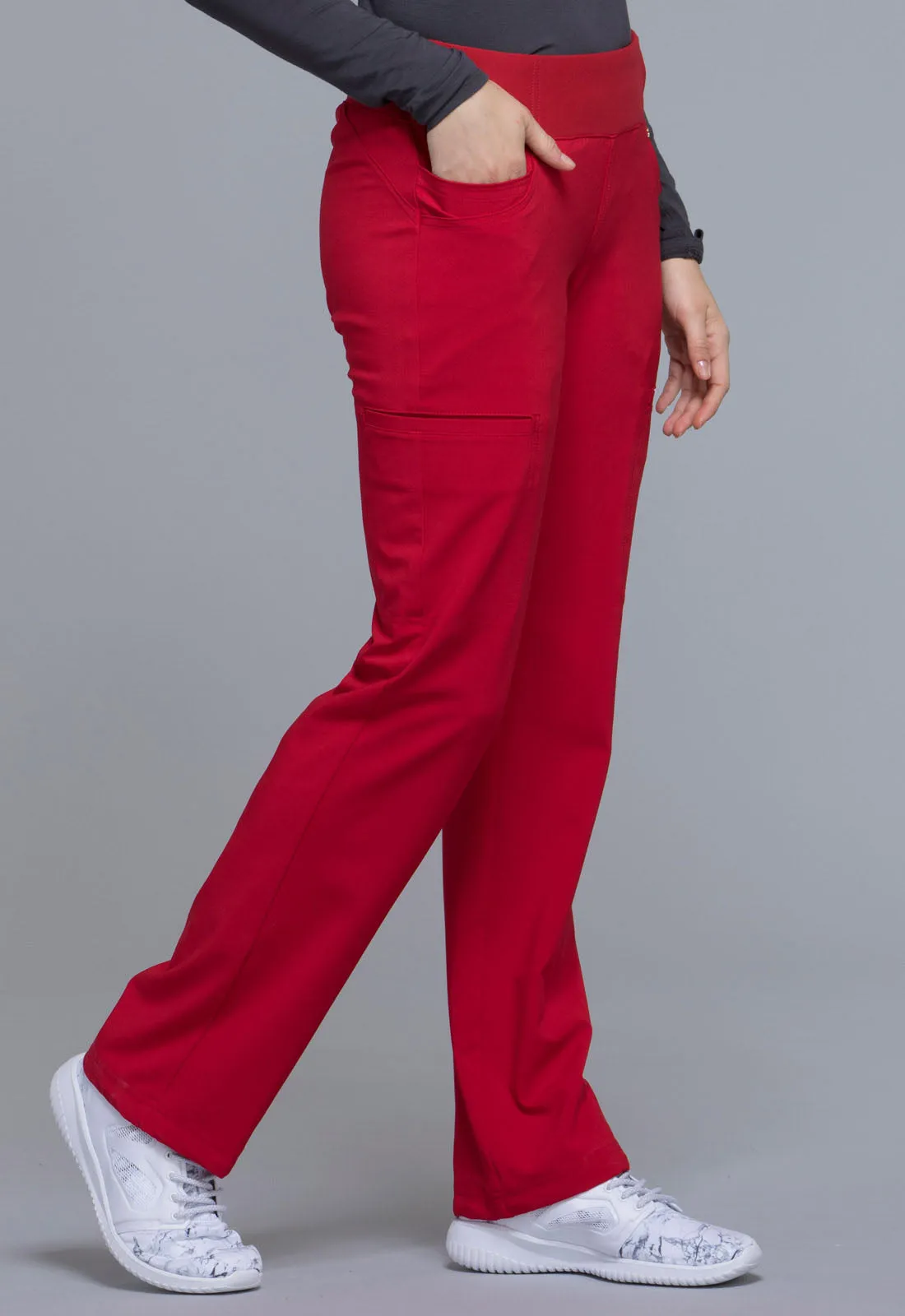 iFlex CK002 Mid Rise Straight Leg Pull-on Pants Red
