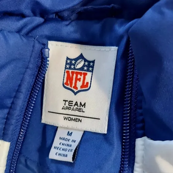 Indianapolis Colts Womens Vest Size Medium Blue White Zip Front Puffer GIII