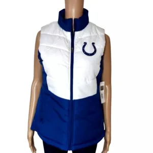 Indianapolis Colts Womens Vest Size Medium Blue White Zip Front Puffer GIII