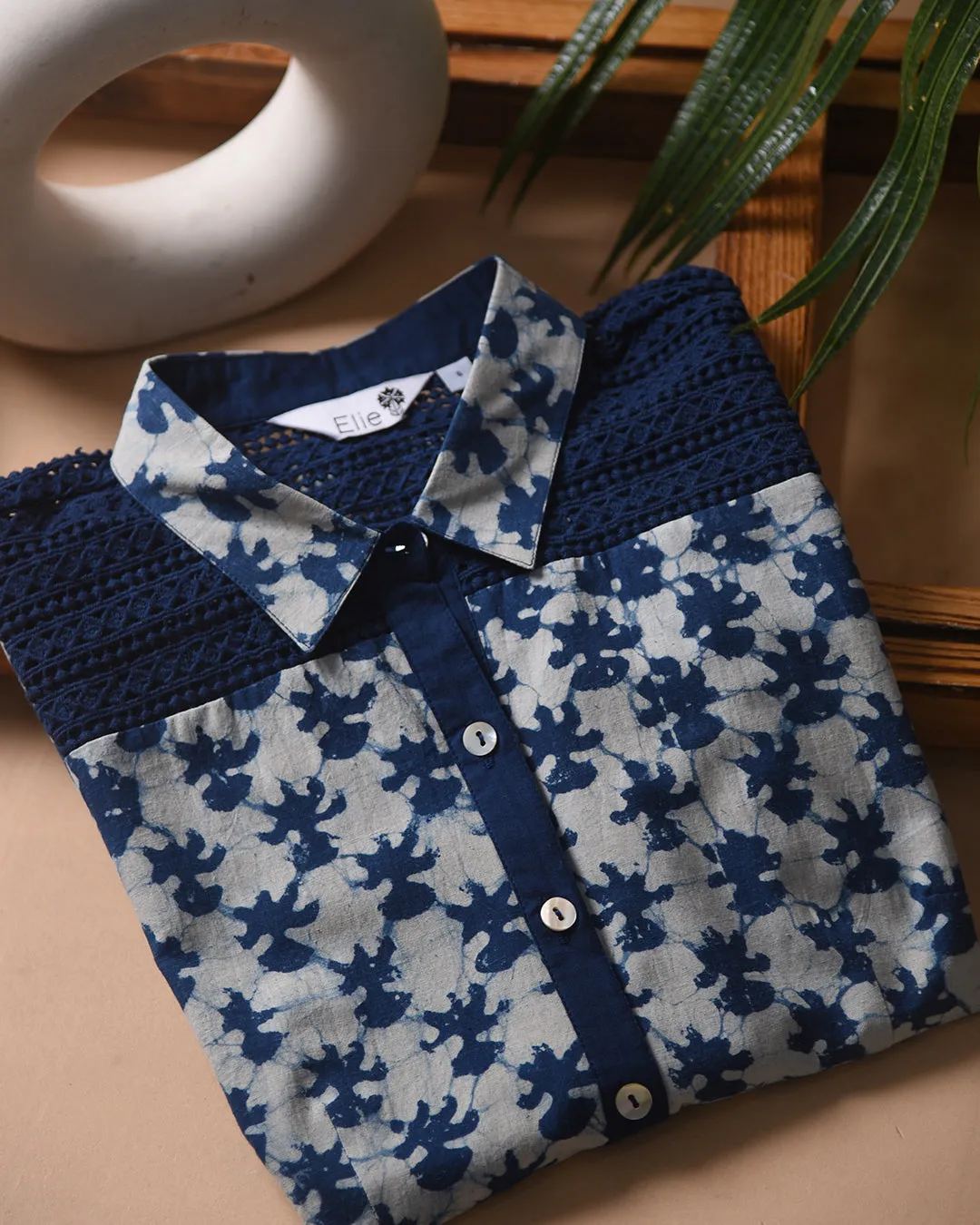 Indigo Ready To Wear Pure Cotton Hand Block Printed Peplum Top